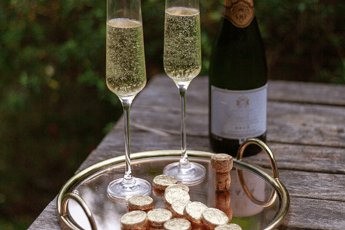 Dark Mint Crisp Singles with 2 Glasses of Champagne and Bottle