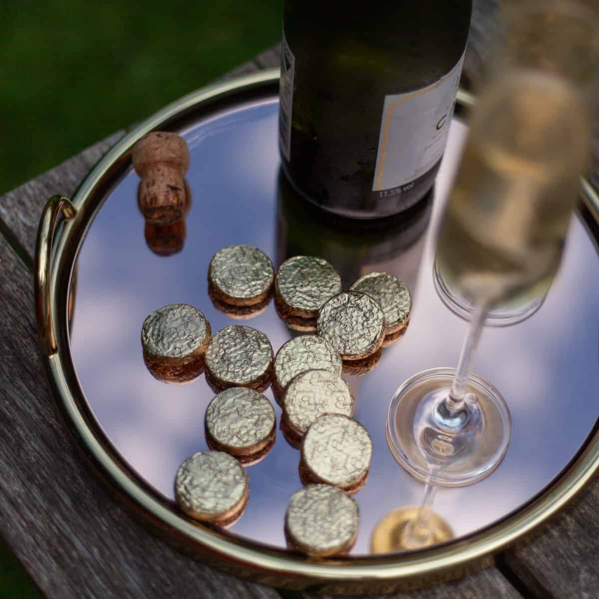 Dark Mint Crisp Singles with Glass of Champagne